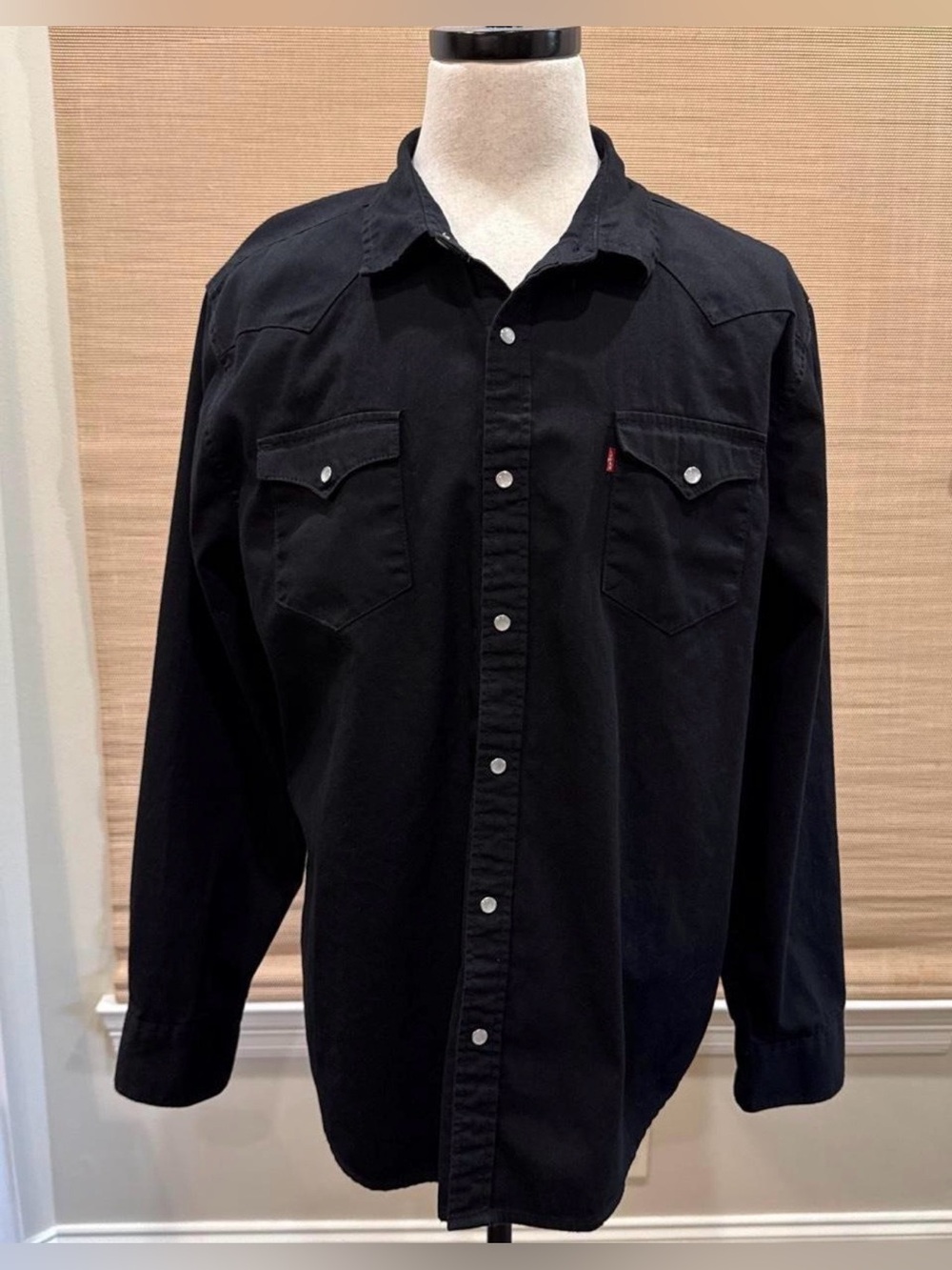 Levi's Black Men's Pearl Snap-Down Western Shirt XXL